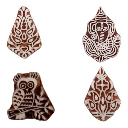 Set of 4 Piece New Mix Wooden Printing Block